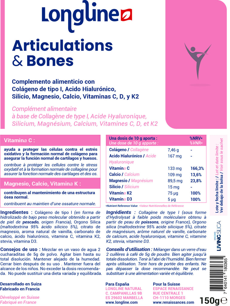 etiqueta Caracteristica sobre complemento para mejorar las articulaciones para un mes  